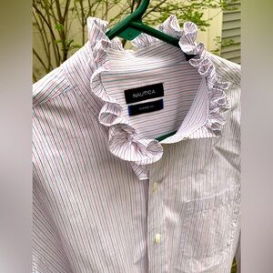 Nautical Ruffled Collar Dress Shirt